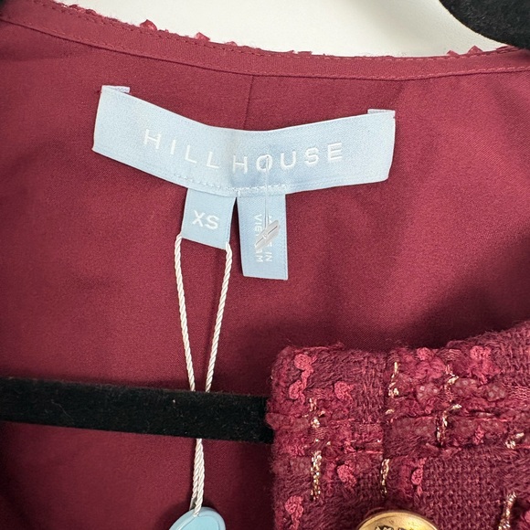 Hill House The Valentina Jacket in Burgundy Tweed NWT Size XS - Picture 4 of 10